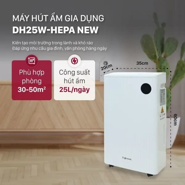 Máy hút ẩm FUJIHOME DH25W-HEPA-NEW - Ảnh 11