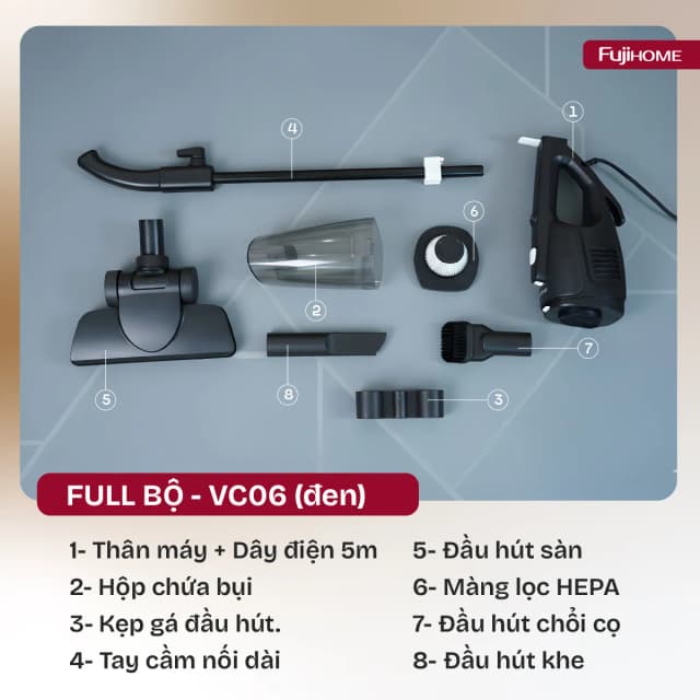 So sánh giá Máy hút bụi cầm tay FUJIHOME VC06 Đen rẻ nhất? - Ảnh 11