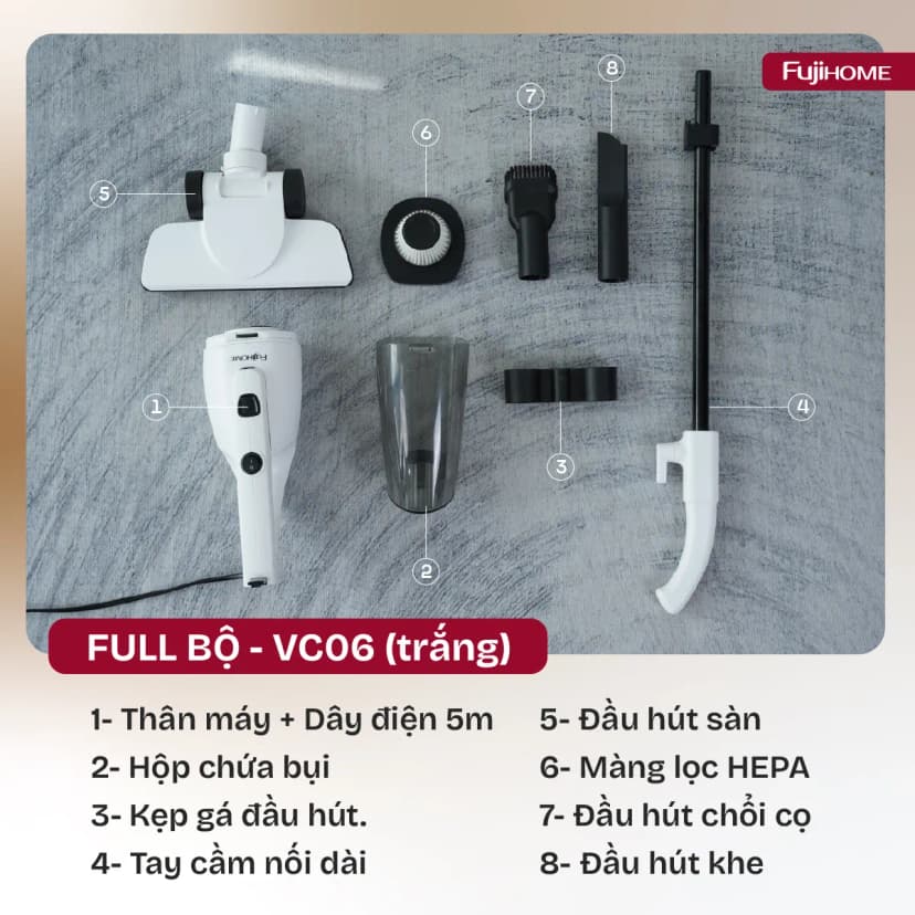 So sánh giá Máy hút bụi cầm tay FUJIHOME VC06 Trắng - Tìm sản phẩm giá rẻ nhất - Ảnh 15