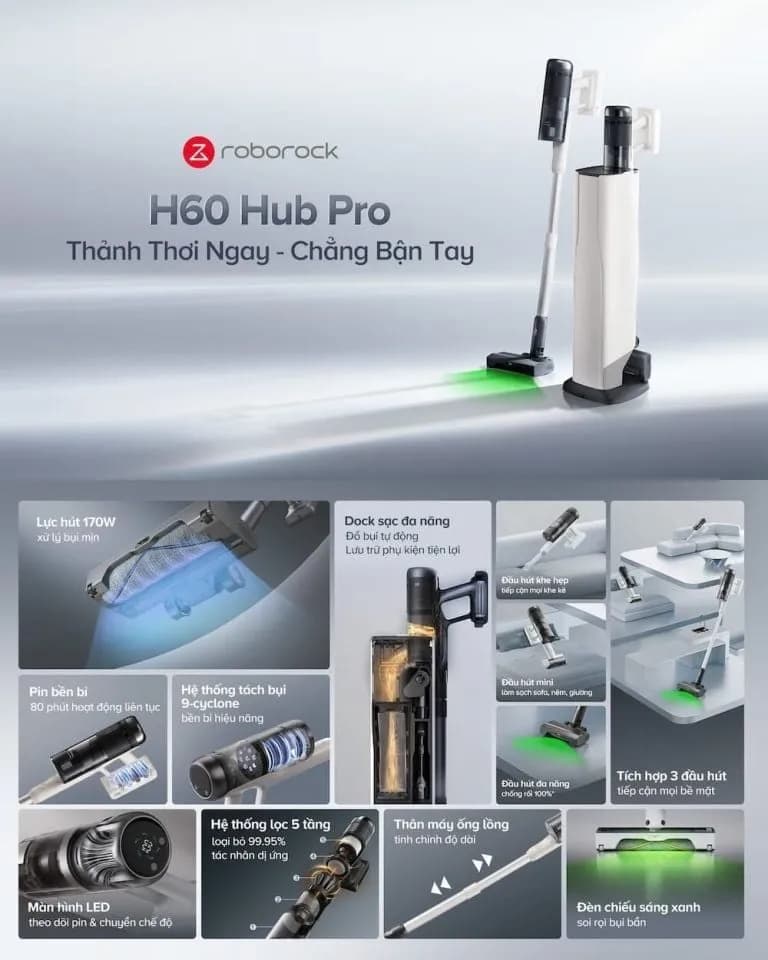 So sánh giá Máy hút bụi cầm tay Roborock H60 Hub Pro - Tìm sản phẩm giá rẻ nhất - Ảnh 4