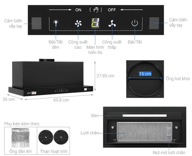 So sánh giá Máy hút mùi âm tủ KAFF KF-TH1700B rẻ nhất? - Ảnh 12