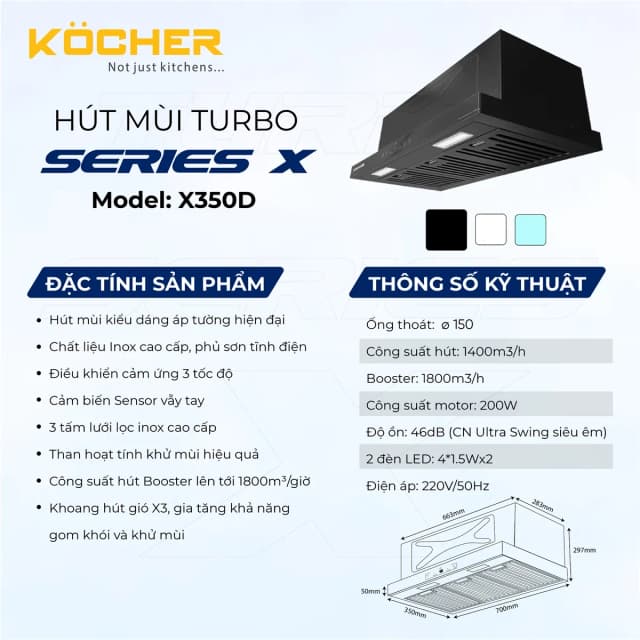 Top 1 so sánh giá Máy hút mùi âm tủ Kocher TURBO X-350D - Tìm sản phẩm giá rẻ nhất - Ảnh 8