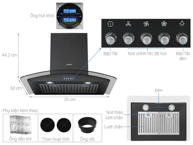 So sánh giá Máy hút mùi kính cong Comfee CH-70CV71B rẻ nhất? - Ảnh 12