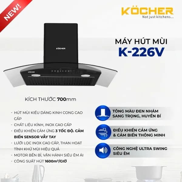 Top 1 so sánh giá Máy hút mùi kính cong Kocher K-226V - Tìm sản phẩm giá rẻ nhất - Ảnh 3