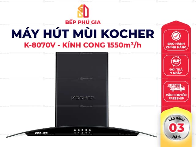 Top 1 so sánh giá Máy hút mùi kính cong Kocher K-8070V - Tìm sản phẩm giá rẻ nhất - Ảnh 3