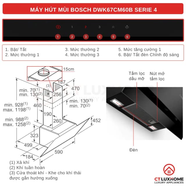 So sánh giá Máy hút mùi kính vát Bosch DWK67CM60B rẻ nhất? - Ảnh 4