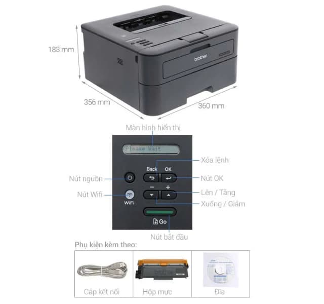 So sánh giá Máy in laser trắng đen đơn năng Brother HL-L2366DW Wifi rẻ nhất? - Ảnh 7
