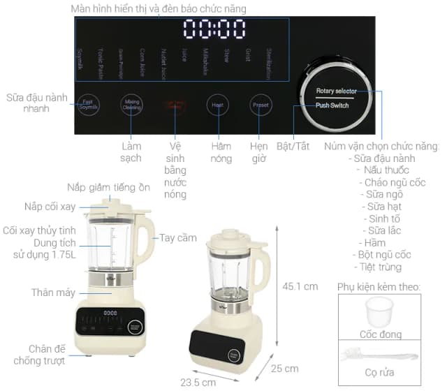 So sánh giá Máy làm sữa hạt đa năng Bear BCB-D17231W rẻ nhất? - Ảnh 5