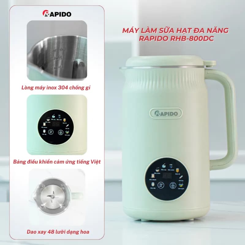 So sánh giá Máy làm sữa hạt đa năng Rapido RHB-800DC - Tìm sản phẩm giá rẻ nhất - Ảnh 2