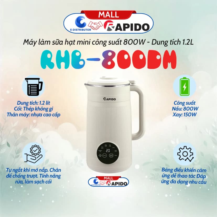 So sánh giá Máy làm sữa hạt đa năng Rapido RHB-800DC - Tìm sản phẩm giá rẻ nhất - Ảnh 15
