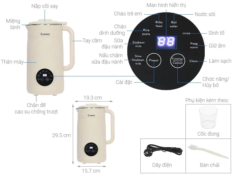 So sánh giá Máy làm sữa hạt đa năng Rapido RHB-800DC - Tìm sản phẩm giá rẻ nhất - Ảnh 16