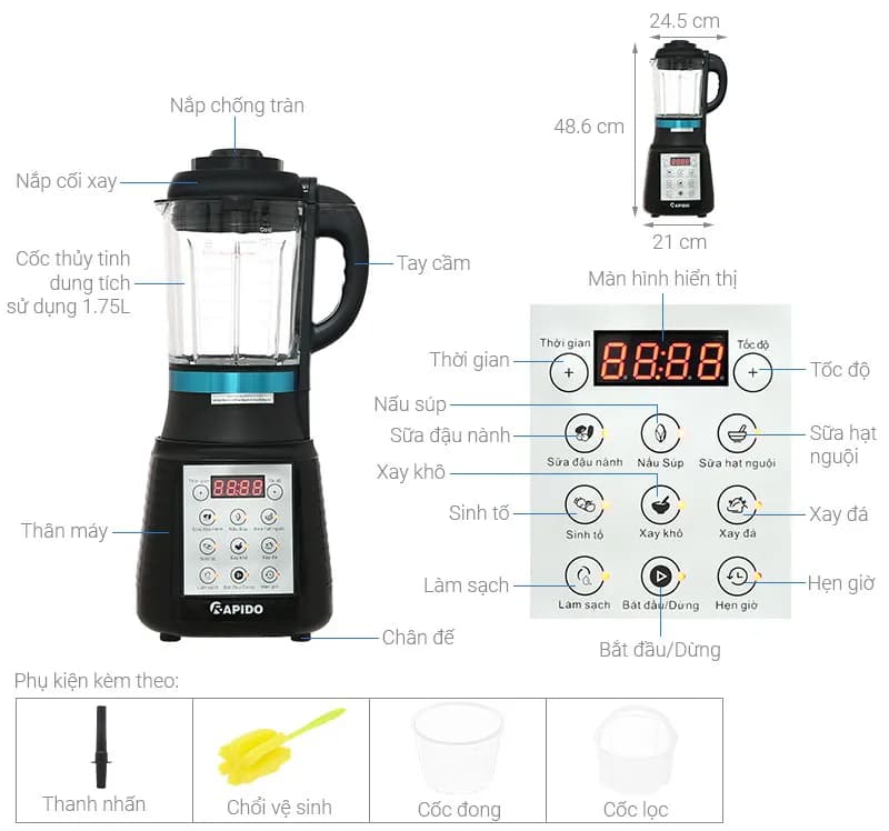 So sánh giá Máy làm sữa hạt đa năng Rapido RHB-800DC - Tìm sản phẩm giá rẻ nhất - Ảnh 19