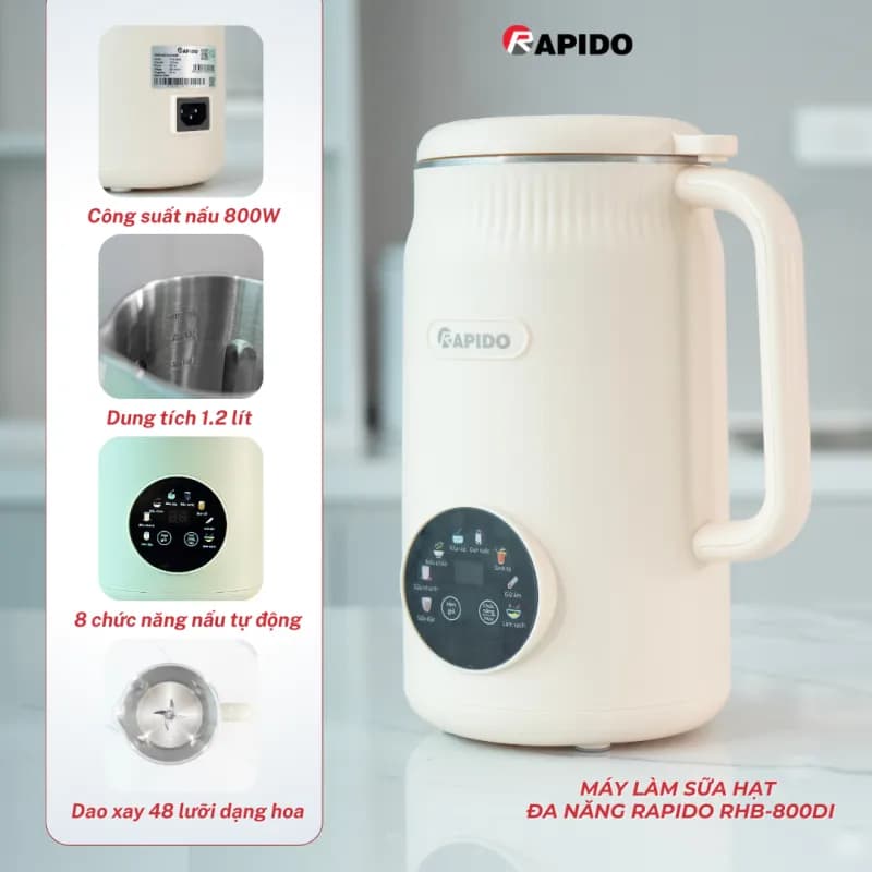 So sánh giá Máy làm sữa hạt đa năng Rapido RHB-800DC - Tìm sản phẩm giá rẻ nhất - Ảnh 3