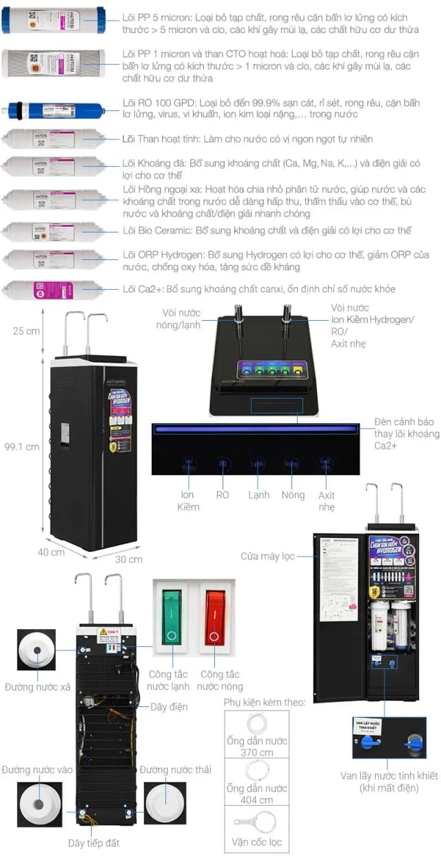 So sánh giá Máy lọc nước RO nóng nguội lạnh Hydrogen ion kiềm Mutosi MP-P89K 9 lõi rẻ nhất? - Ảnh 7