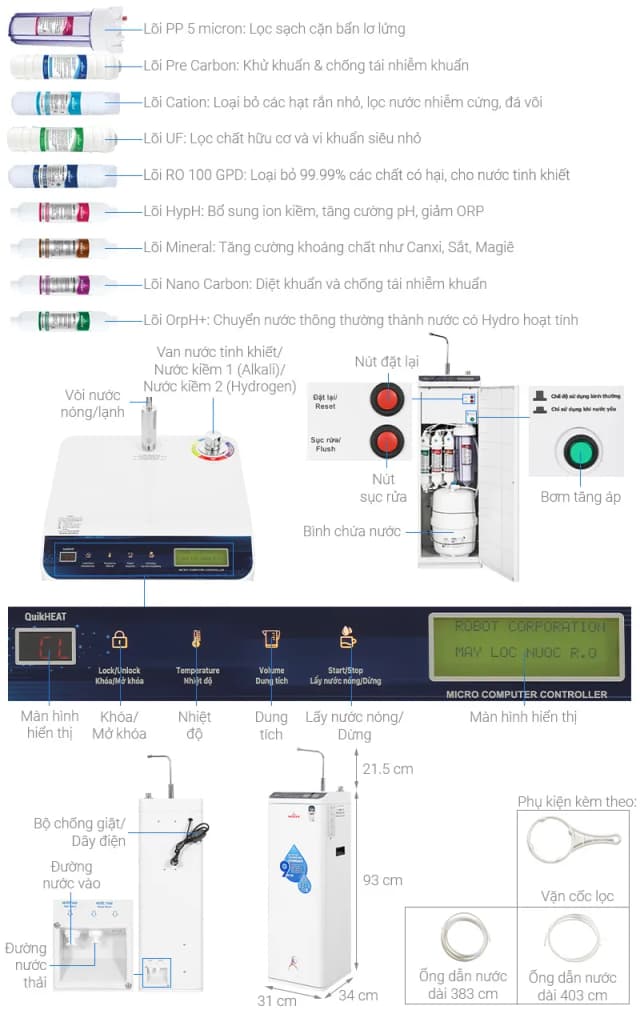 So sánh giá Máy lọc nước RO nóng nguội Hydrogen ROBOT HydroMegaPlus-9X 9 lõi rẻ nhất? - Ảnh 6