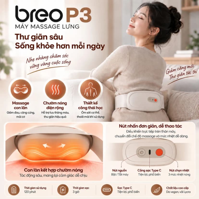 Máy massage lưng Breo P3 - Giá rẻ nhất hôm nay - Ảnh 2