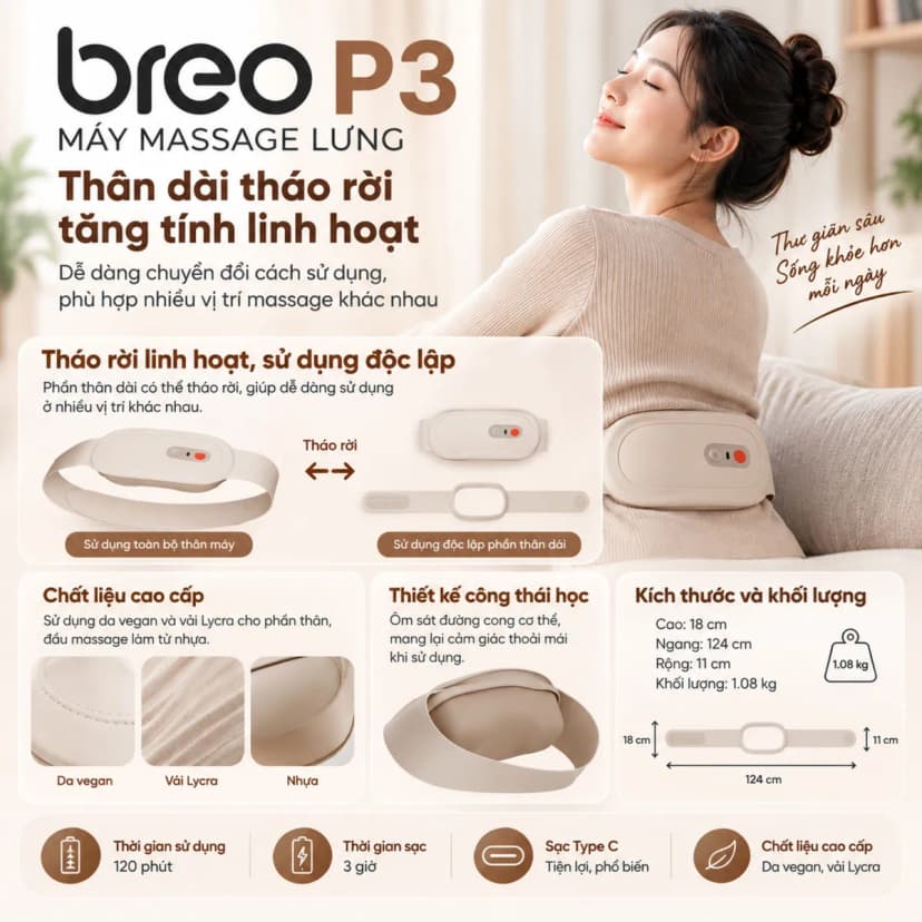 Máy massage lưng Breo P3 - Giá rẻ nhất hôm nay - Ảnh 4