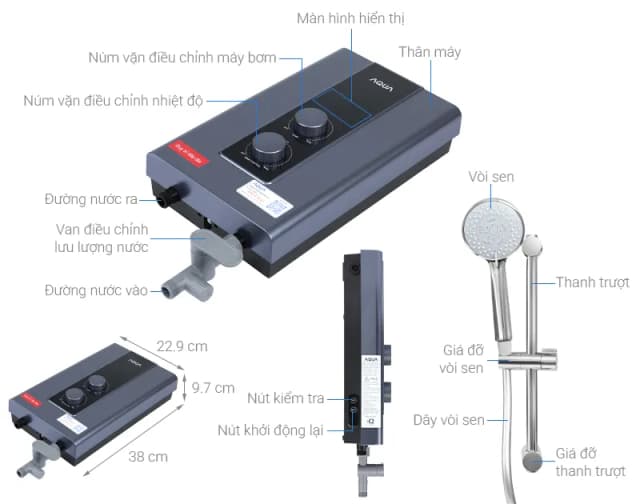 So sánh giá Máy nước nóng trực tiếp Aqua 4500W AEI45E-FP3B(VN) rẻ nhất? - Ảnh 6