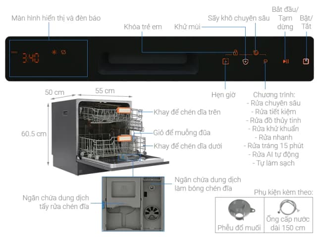 Top 1 so sánh giá Máy rửa chén độc lập Aqua ADWA15-686BK2VN - Tìm sản phẩm giá rẻ nhất - Ảnh 10