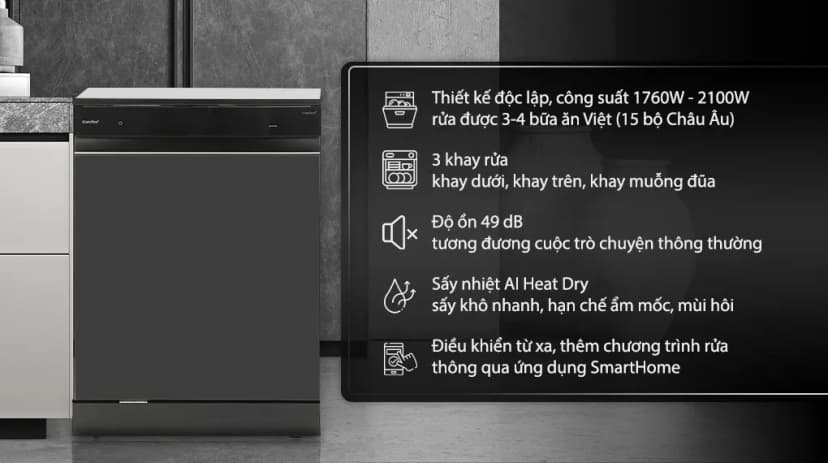 Máy rửa chén độc lập Aqua ADWA15-686BK3VN - Giá rẻ nhất hôm nay - Ảnh 11