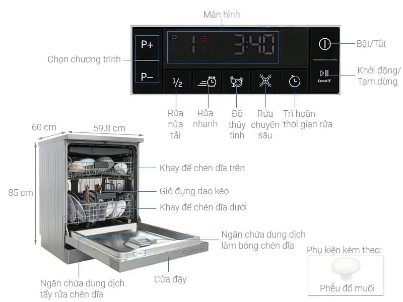 Máy rửa chén độc lập Aqua ADWA15-686BK3VN - Giá rẻ nhất hôm nay - Ảnh 10