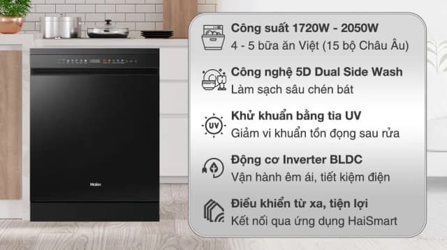 So sánh giá Máy rửa chén độc lập Haier HDWA18-686BK5VN rẻ nhất? - Ảnh 2