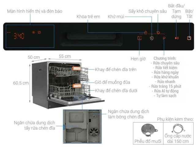 So sánh giá Máy rửa chén độc lập Junger Leopard DWJ-103 rẻ nhất? - Ảnh 2