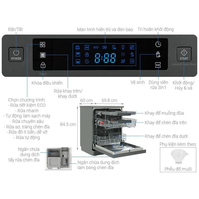 So sánh giá Máy rửa chén độc lập Samsung DW60CG550FSGSV rẻ nhất? - Ảnh 15