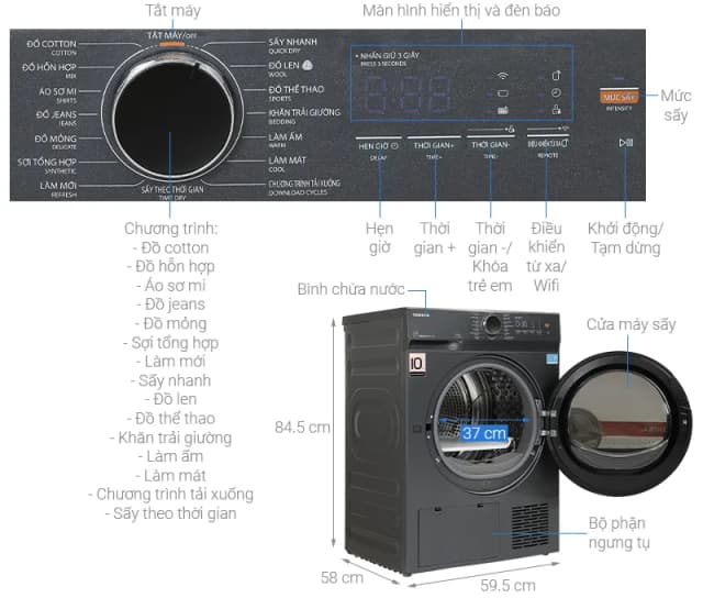 So sánh giá Máy sấy bơm nhiệt Toshiba 8 kg TD-T21B90HWV(MG) rẻ nhất? - Ảnh 5