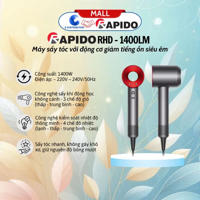 Máy sấy tóc tốc độ cao Rapido RHD-1400LM - Ảnh 5