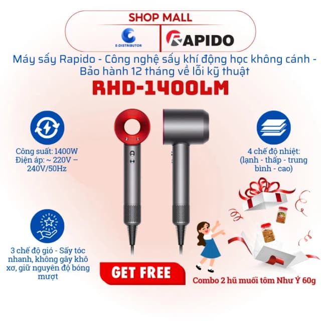 Top 1 so sánh giá Máy sấy tóc tốc độ cao Rapido RHD-1400LM - Tìm sản phẩm giá rẻ nhất - Ảnh 8