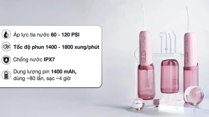 Máy tăm nước Halio UltraClean Express Hydro Floss Muted Rose - Giá rẻ nhất hôm nay - Ảnh 2
