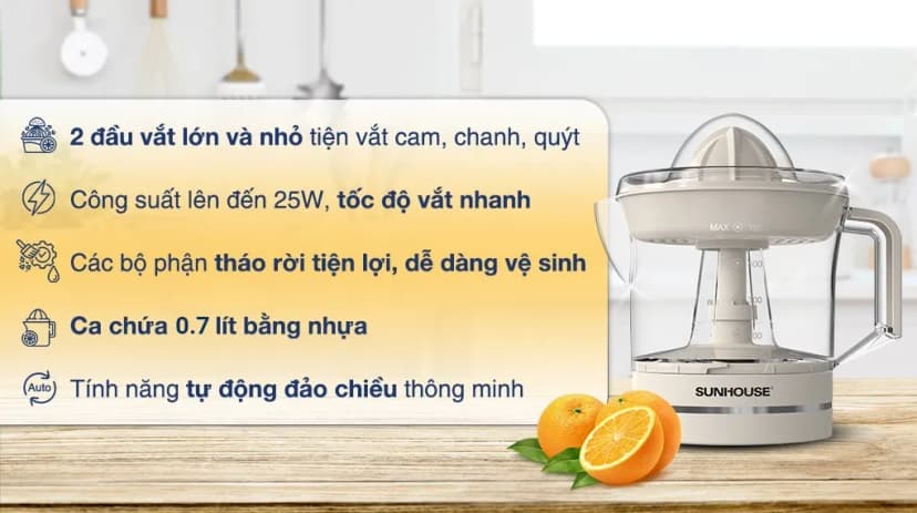 So sánh giá Máy vắt cam Sunhouse 25W SHD5510 - Tìm sản phẩm giá rẻ nhất - Ảnh 9