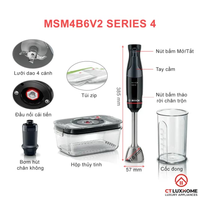 So sánh giá Máy xay cầm tay Bosch MSM4B6V2 rẻ nhất? - Ảnh 4