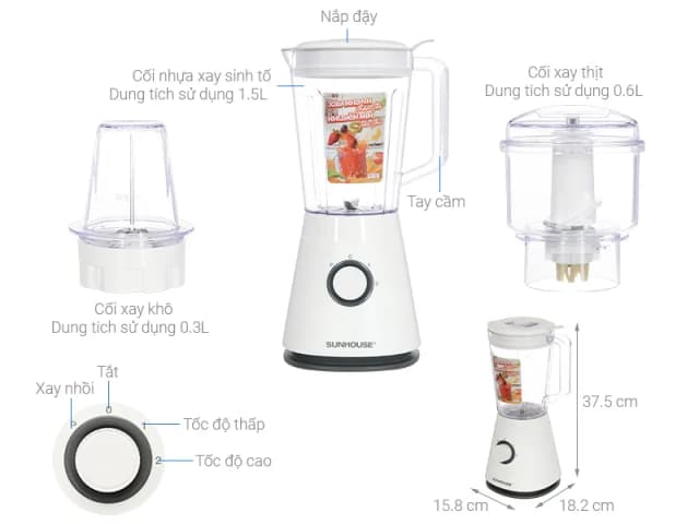 Top 1 so sánh giá Máy xay sinh tố đa năng Sunhouse SHD5318 - 2 cối - Tìm sản phẩm giá rẻ nhất - Ảnh 7