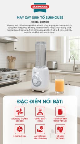 So sánh giá Máy xay sinh tố đa năng Sunhouse SHD5320 - 2 cối - Tìm sản phẩm giá rẻ nhất - Ảnh 4