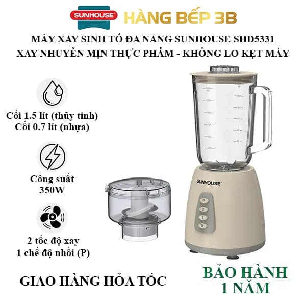 Top 1 so sánh giá Máy xay sinh tố đa năng Sunhouse SHD5331 - Tìm sản phẩm giá rẻ nhất - Ảnh 3