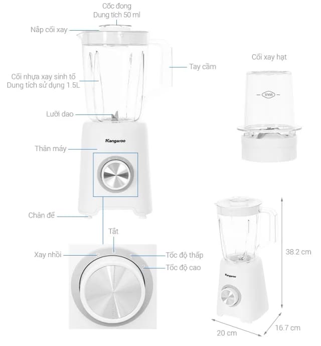 So sánh giá Máy xay sinh tố đa năng Kangaroo KGBL2P2 rẻ nhất? - Ảnh 5