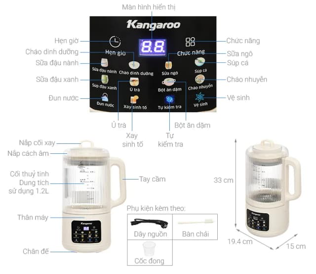 So sánh giá Máy xay sữa hạt đa năng Kangaroo KGHB12D1ECO rẻ nhất? - Ảnh 7