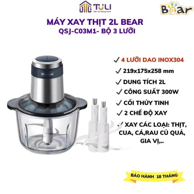 So sánh giá Máy xay thịt đa năng Bear QSJ-B02Q1 300W 2 lít rẻ nhất? - Ảnh 8