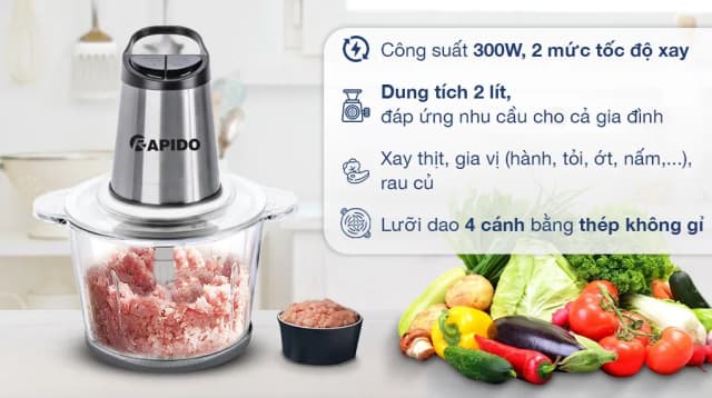 So sánh giá Máy xay thịt đa năng Rapido RMC-300D4 2 lít rẻ nhất? - Ảnh 5