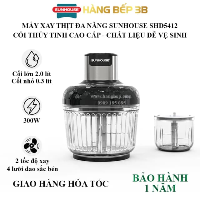 So sánh giá Máy xay thịt đa năng Sunhouse SHD5412 300W 2 lít/0.3 lít rẻ nhất? - Ảnh 7
