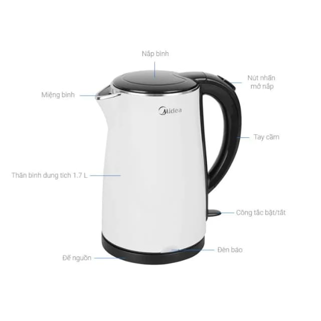 Top 1 so sánh giá Bình đun siêu tốc Midea 1.7 lít MKE170M1BGK - Tìm sản phẩm giá rẻ nhất - Ảnh 2