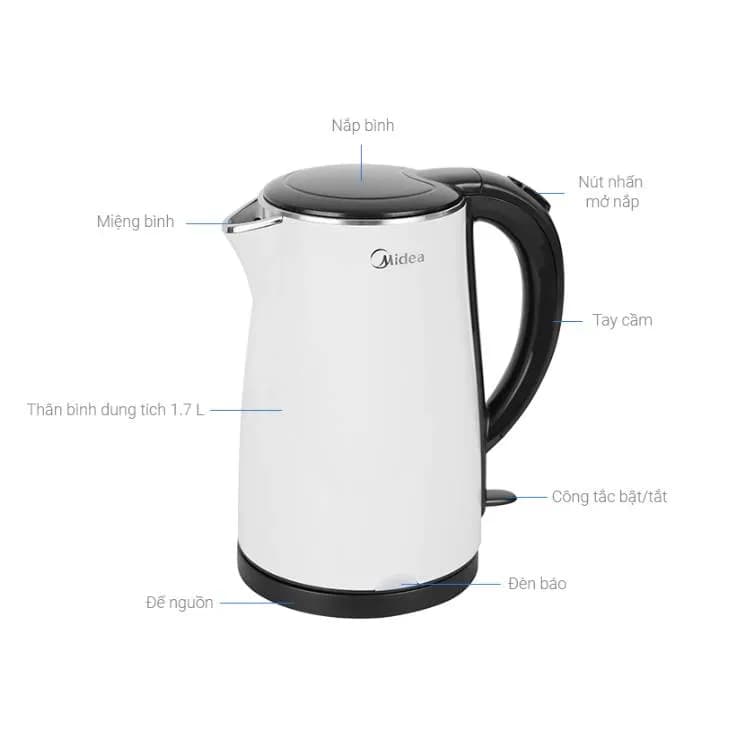 So sánh giá Bình đun siêu tốc Midea 1.7 lít MKE170M1BGK - Tìm sản phẩm giá rẻ nhất - Ảnh 2