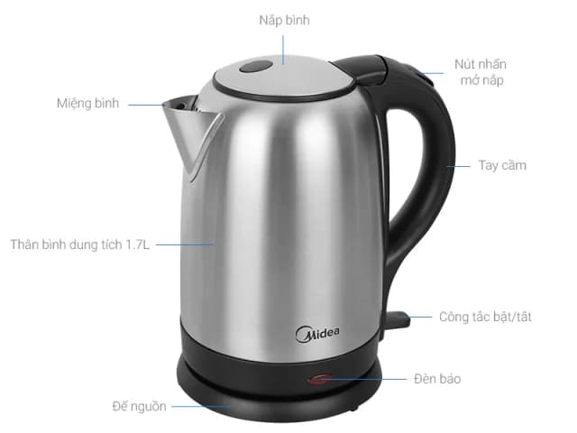 Top 1 so sánh giá Bình đun siêu tốc Midea 1.7 lít MKE170M1BGK - Tìm sản phẩm giá rẻ nhất - Ảnh 6