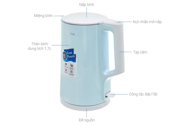 Top 1 so sánh giá Bình đun siêu tốc Midea 1.7 lít MKE170M1BGK - Tìm sản phẩm giá rẻ nhất - Ảnh 8