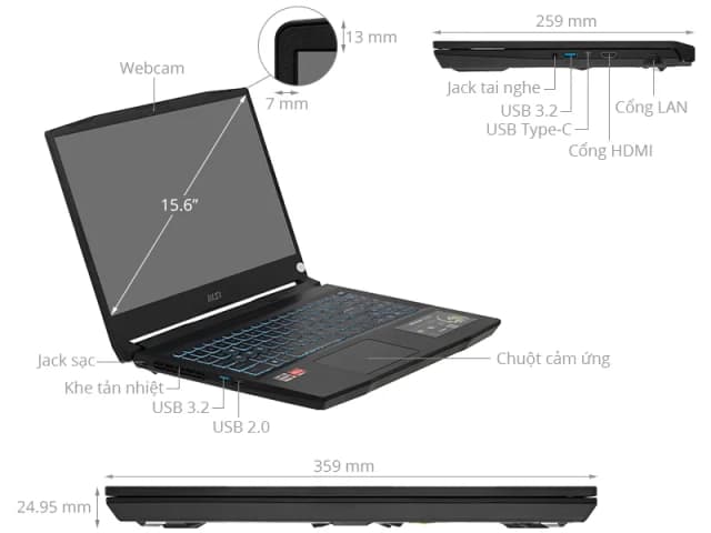 So sánh giá Laptop MSI Gaming Bravo 15 B7ED - 010VN (R5 7535HS, 16GB, 512GB, RX 6550M 4GB, Full HD 144Hz, Win11) rẻ nhất? - Ảnh 11