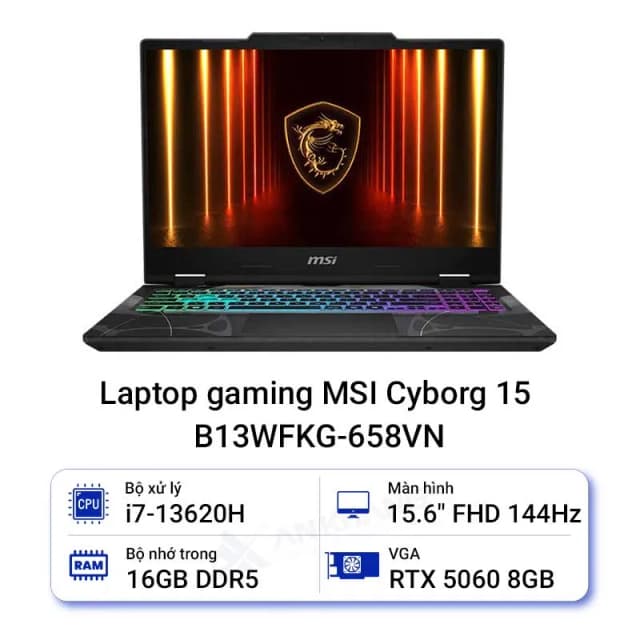 So sánh giá Laptop MSI Gaming Cyborg 15 B13WFKG - 658VN (i7 13620H, 16GB, 1TB, RTX 5060 8GB, Full HD 144Hz, Win11) rẻ nhất? - Ảnh 15