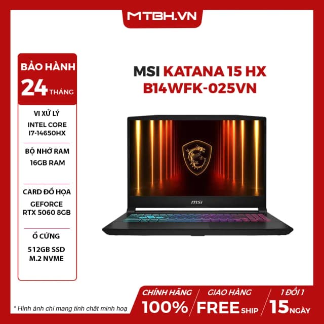 So sánh giá Laptop MSI Gaming Katana 15 HX B14WEK - 295VN (i9 14900HX, 16GB, 512GB, RTX 5050 8GB, QHD, 165Hz, Win11) rẻ nhất? - Ảnh 10