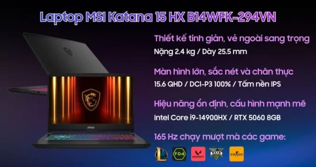 So sánh giá Laptop MSI Gaming Katana 15 HX B14WFK - 294VN (i9 14900HX, 16GB, 512GB, RTX 5060 8GB, QHD, 165Hz, Win11) rẻ nhất? - Ảnh 14